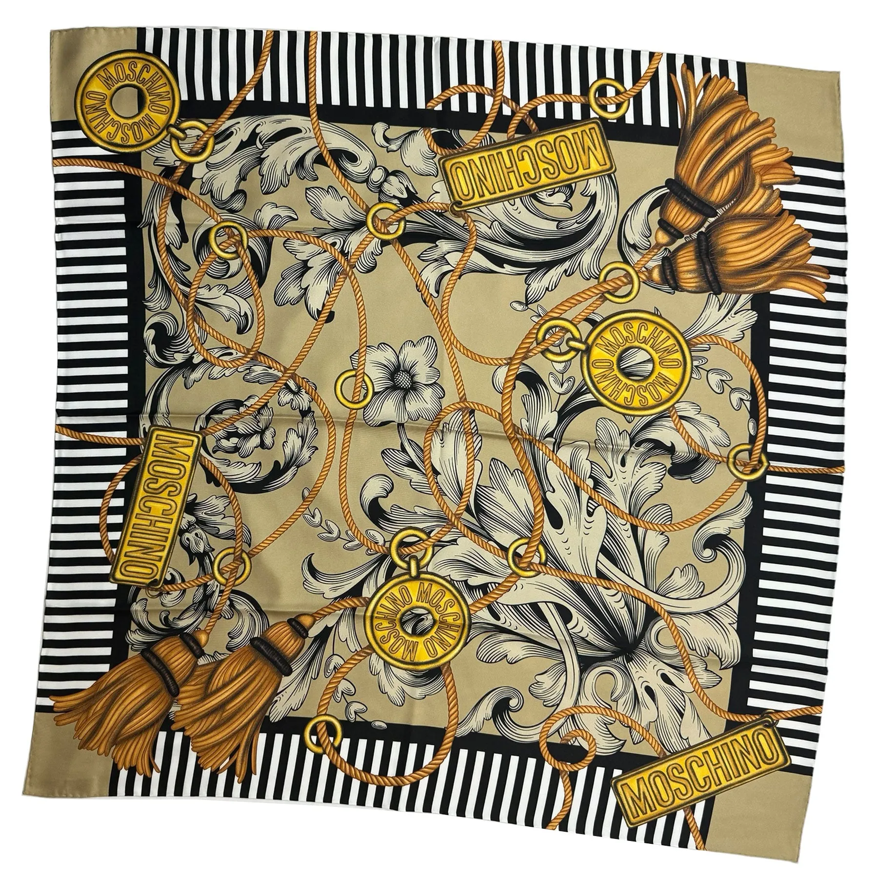 Moschino Scarf Taupe White Gold - Square Silk Foulard SALE