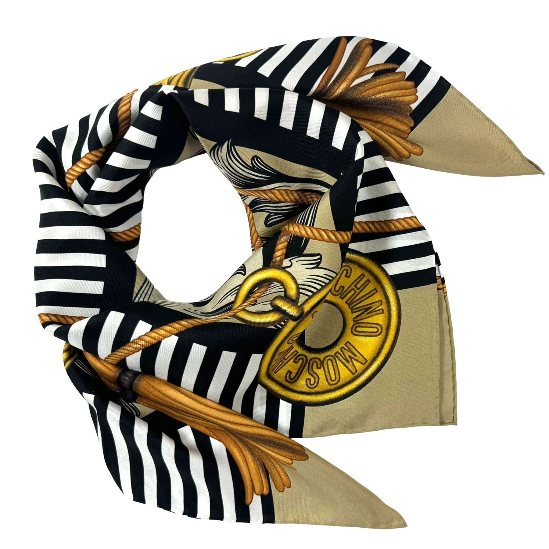 Moschino Scarf Taupe White Gold - Square Silk Foulard SALE