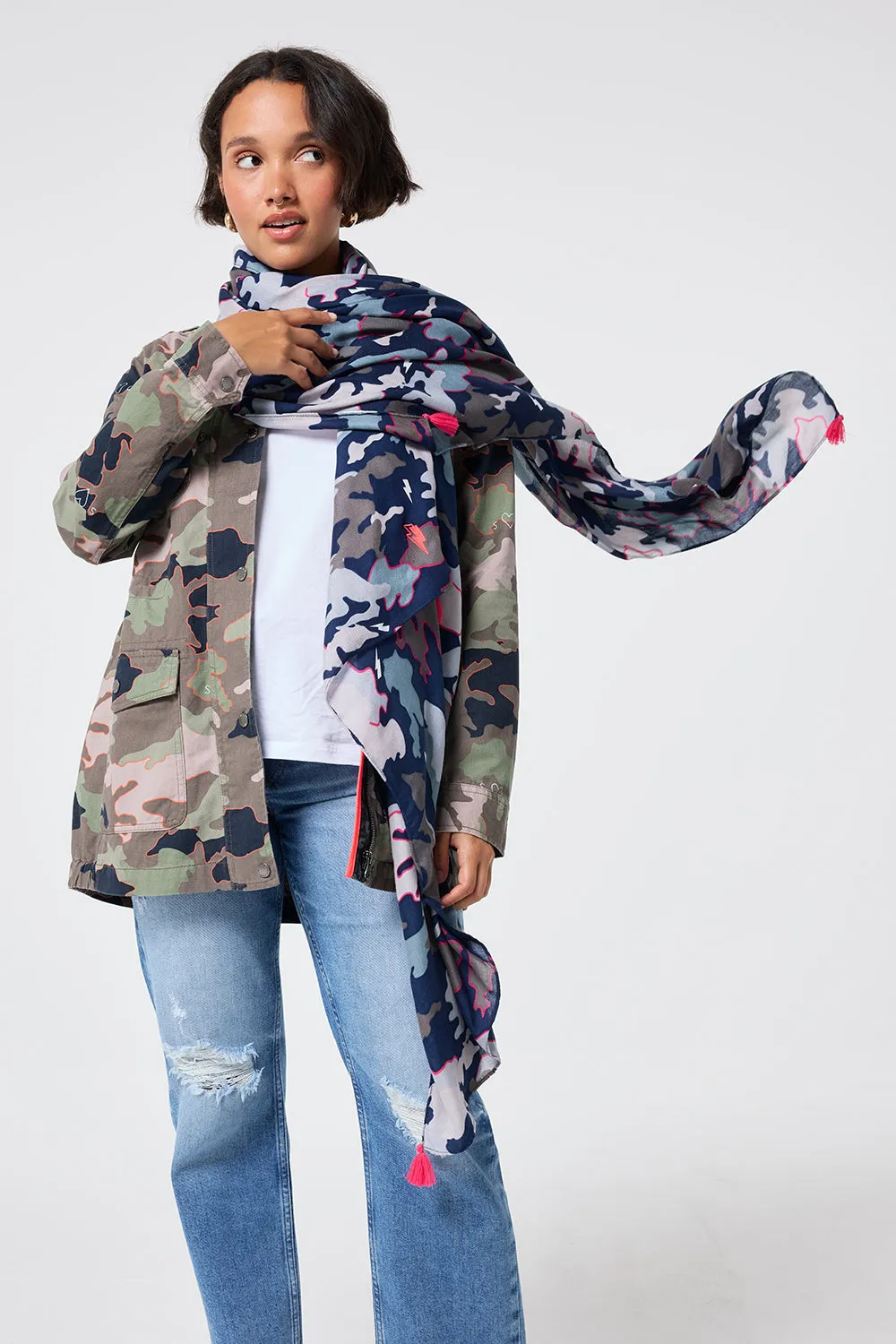 Navy with Pink Camo Charity Super Scarf
