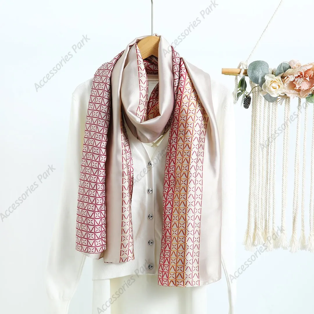 New Geometric Pattern Satin Silk Collar Scarf