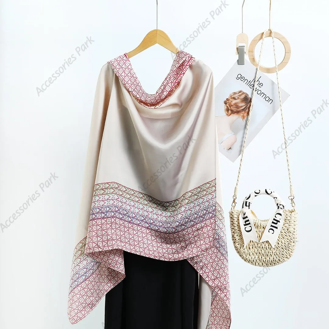 New Geometric Pattern Satin Silk Collar Scarf