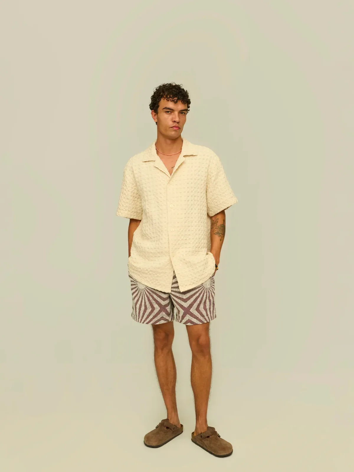 OAS Ecru Cuba Waffle Shirt