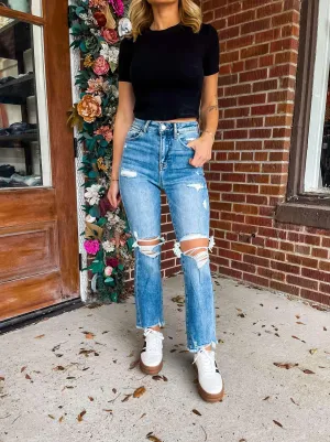 Penelope High Rise Crop Flare Jeans | Risen