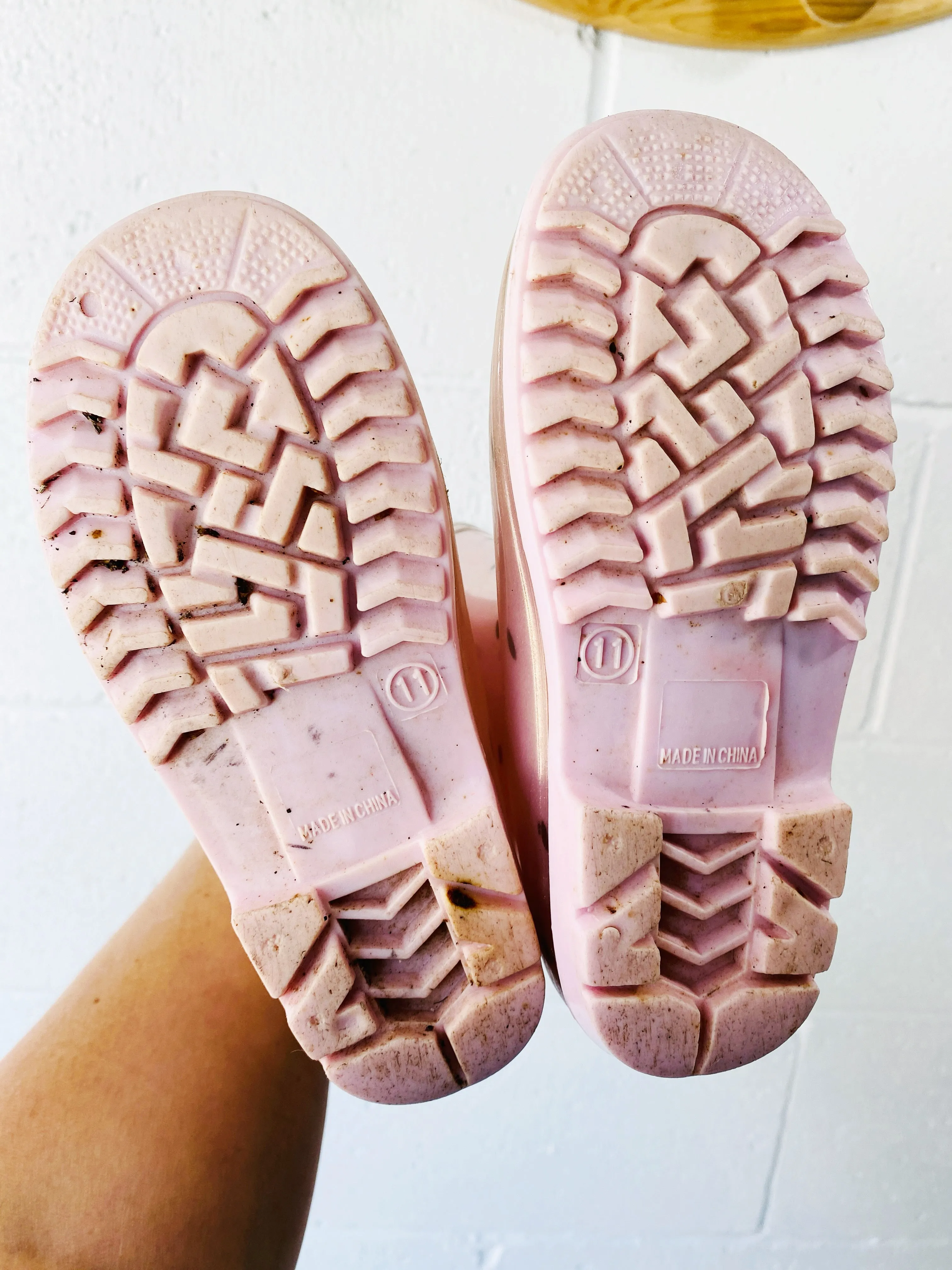 Pink Pearlescent Rain Boots, size 11