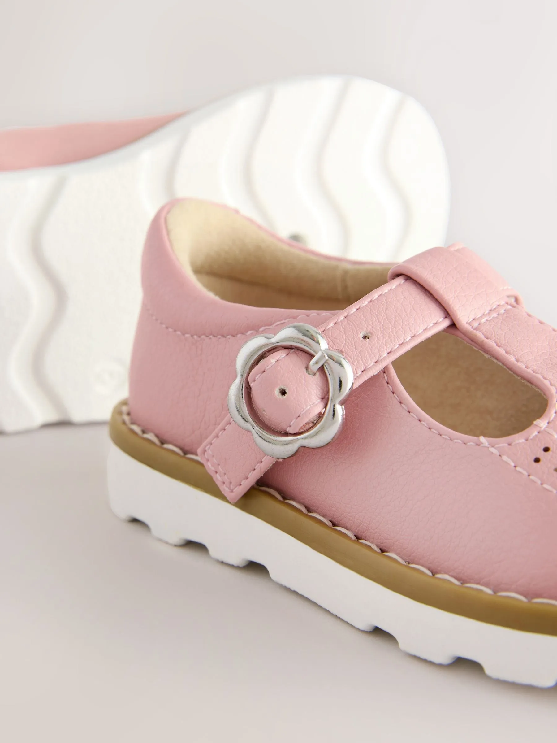 Pink Standard Fit (F) T-Bar Shoes