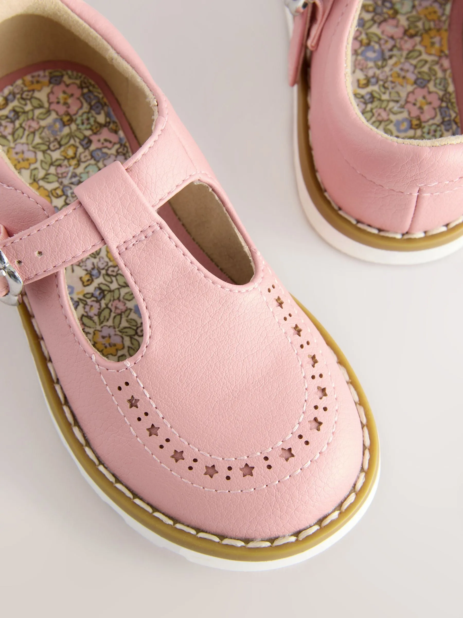 Pink Standard Fit (F) T-Bar Shoes