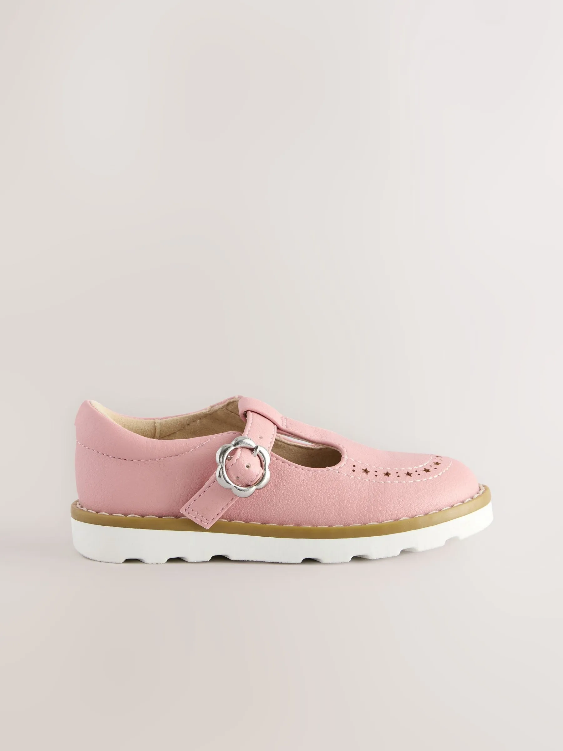 Pink Standard Fit (F) T-Bar Shoes