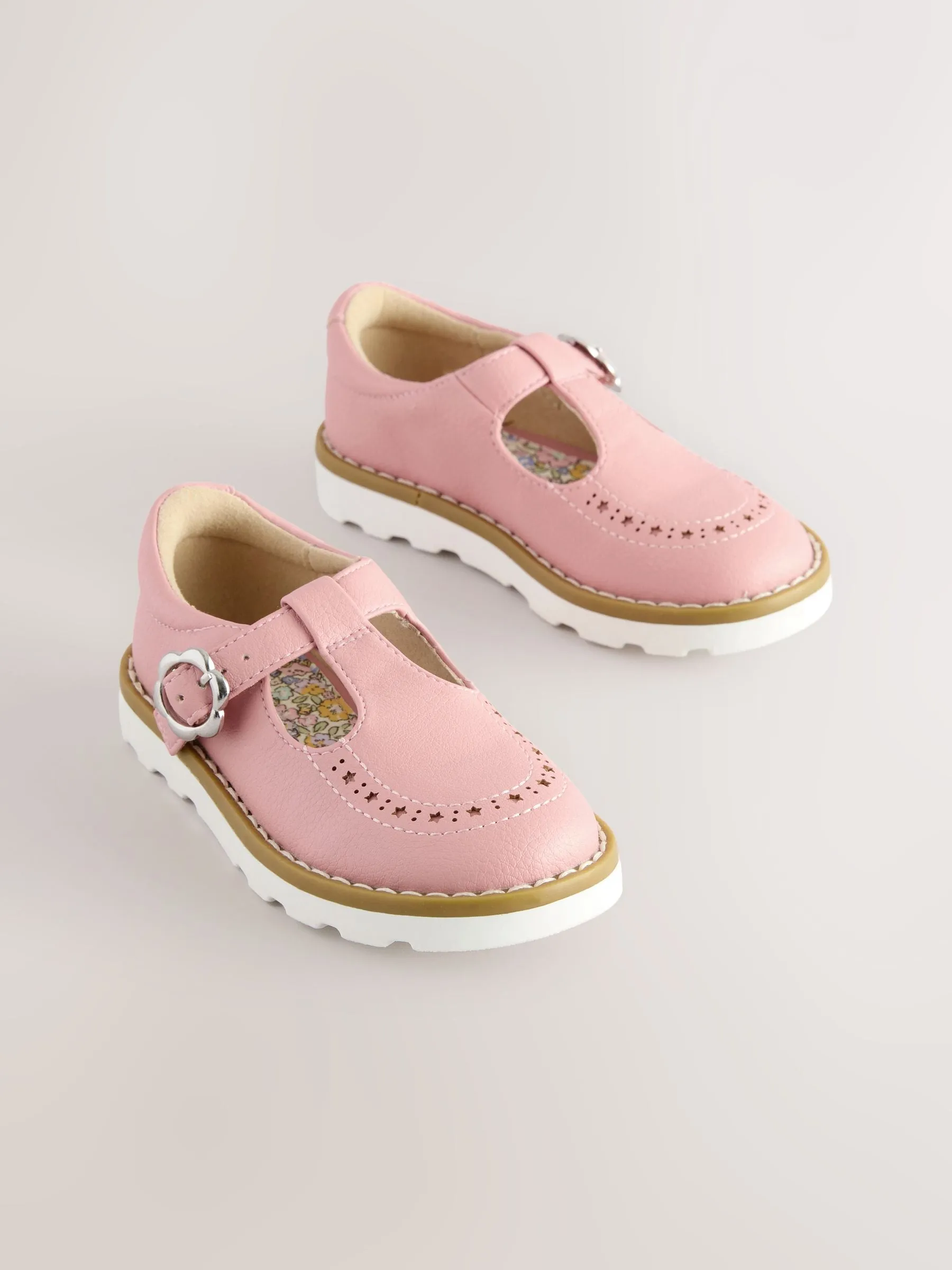 Pink Standard Fit (F) T-Bar Shoes