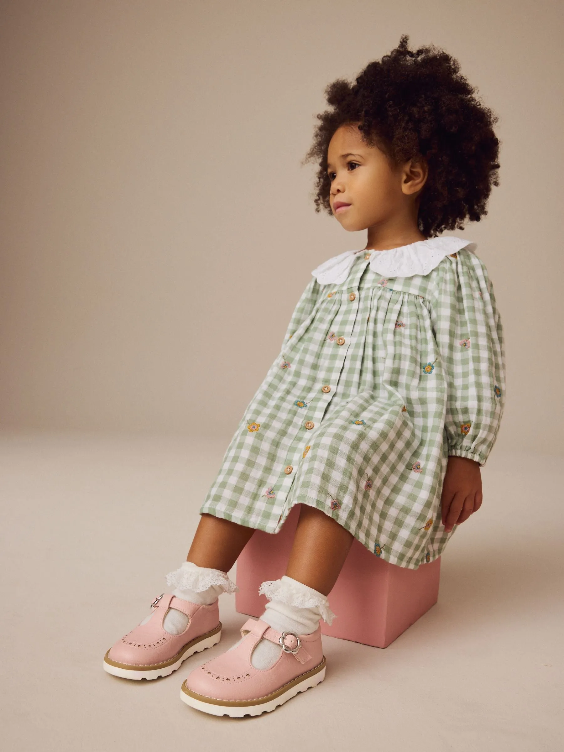 Pink Standard Fit (F) T-Bar Shoes