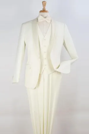 "Elegant Ivory Shawl Tuxedo: Sophisticated Attire for Prom and Weddings"