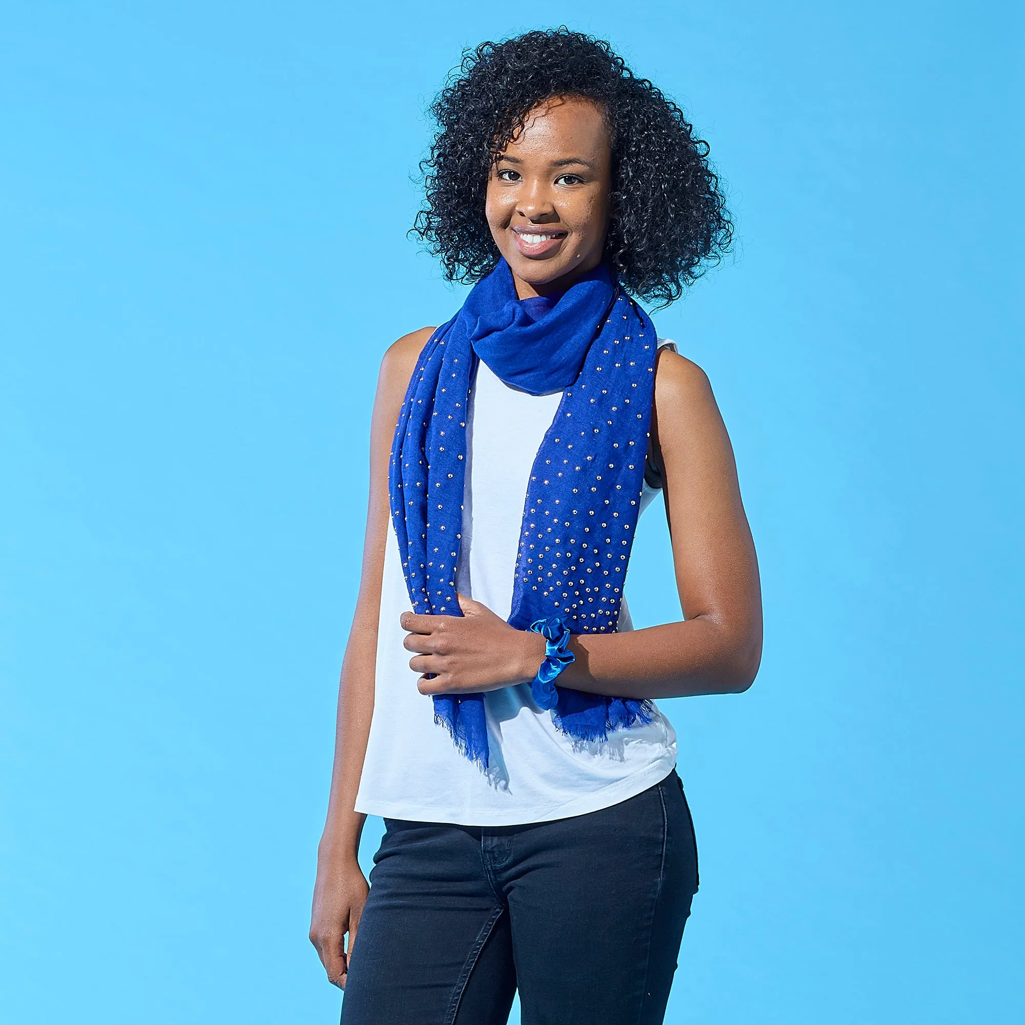 Rebel Studs Scarf - Cobalt