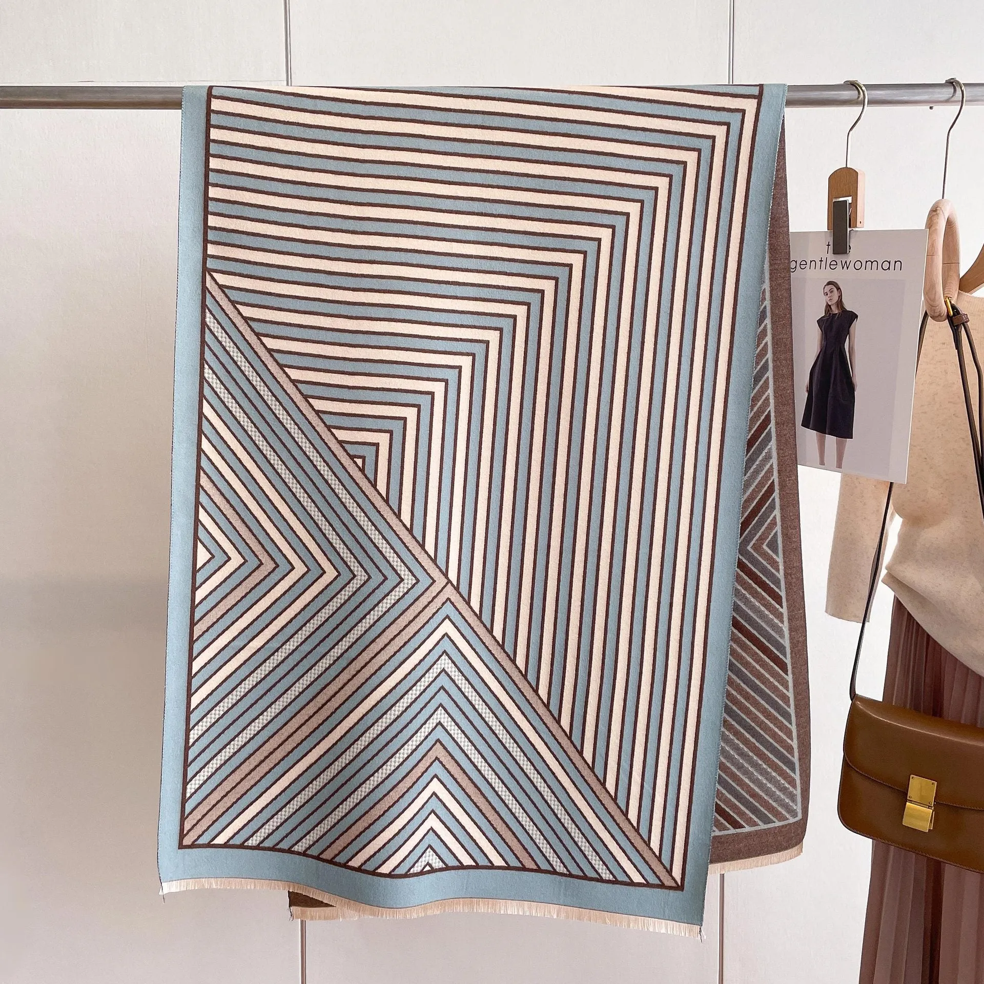 Retro Color Striped Luxurious Winter Shawl Scarf