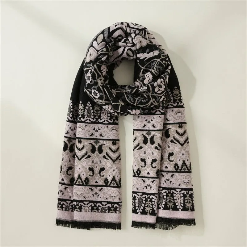Reversible Printing Imitated Cashmere Shawl Scarf