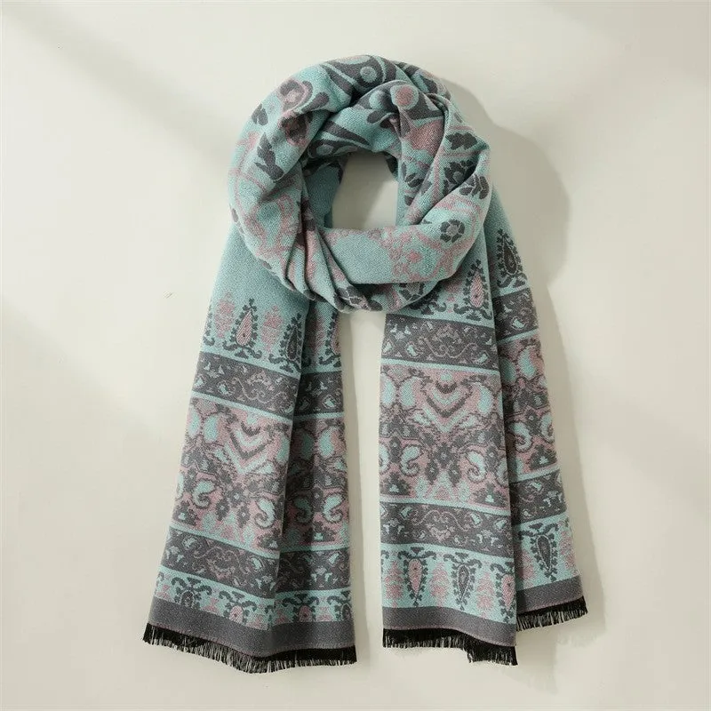 Reversible Printing Imitated Cashmere Shawl Scarf
