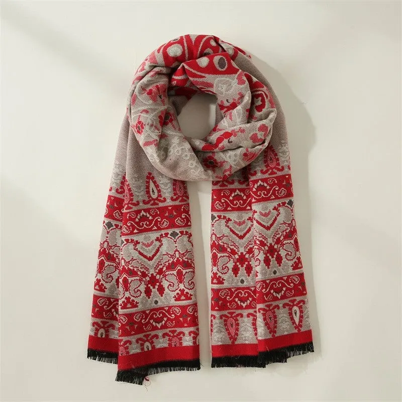 Reversible Printing Imitated Cashmere Shawl Scarf