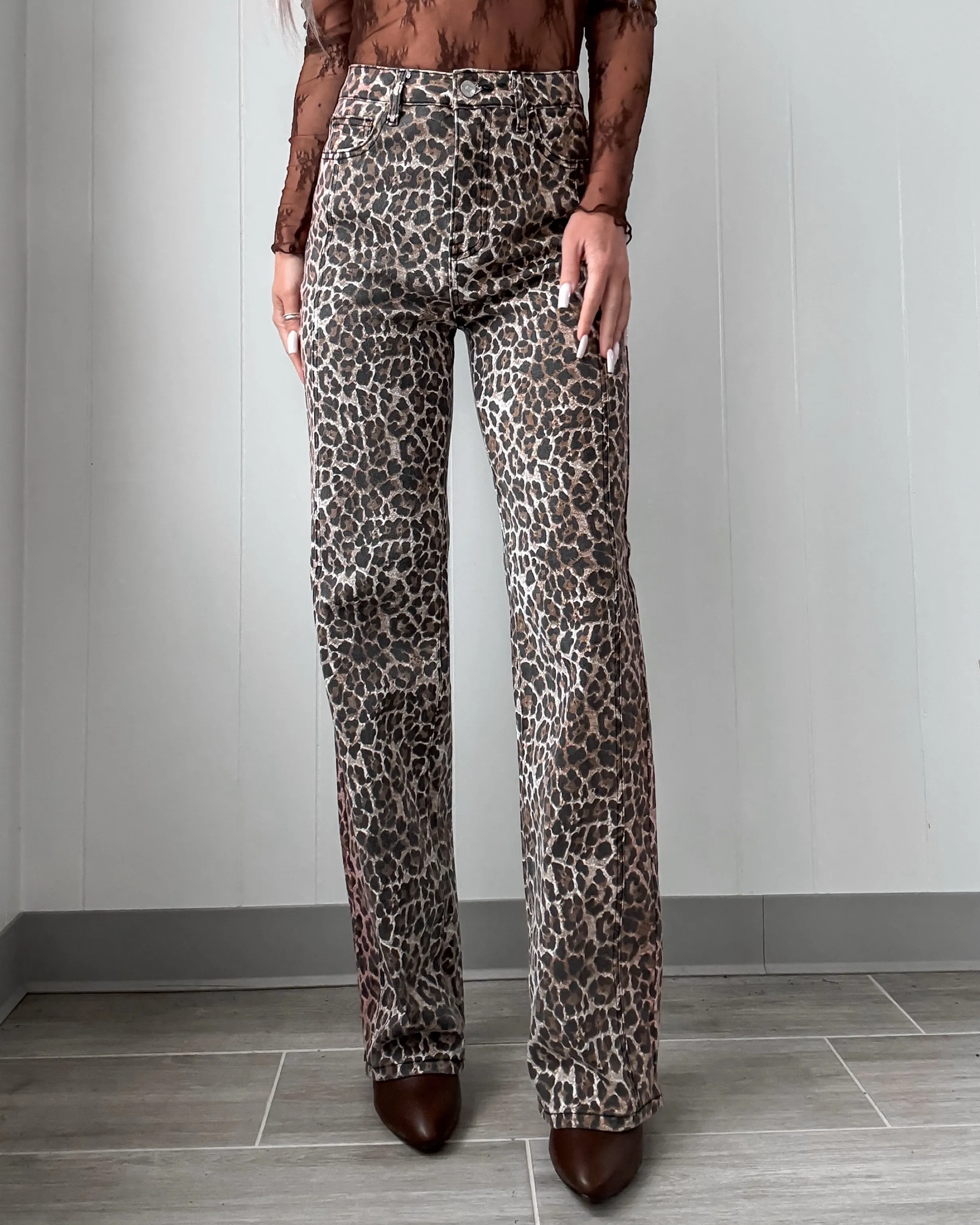 Savanna Front Seam Jeans - Leopard