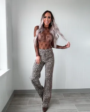 Savanna Front Seam Jeans - Leopard