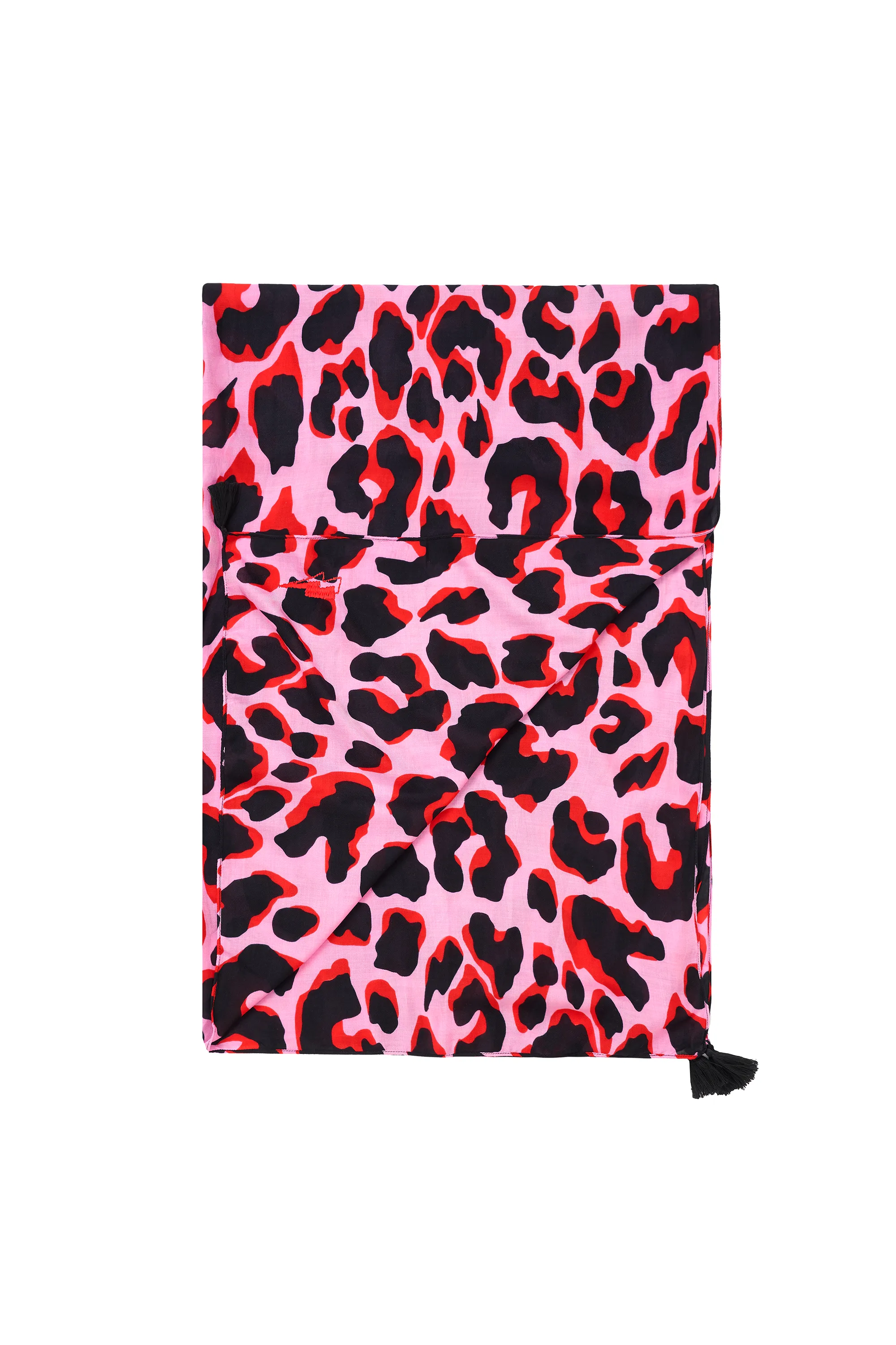 Scamp & Dude x Sophie McCartney Pink with Red and Black Mega Shadow Leopard Charity Super Scarf