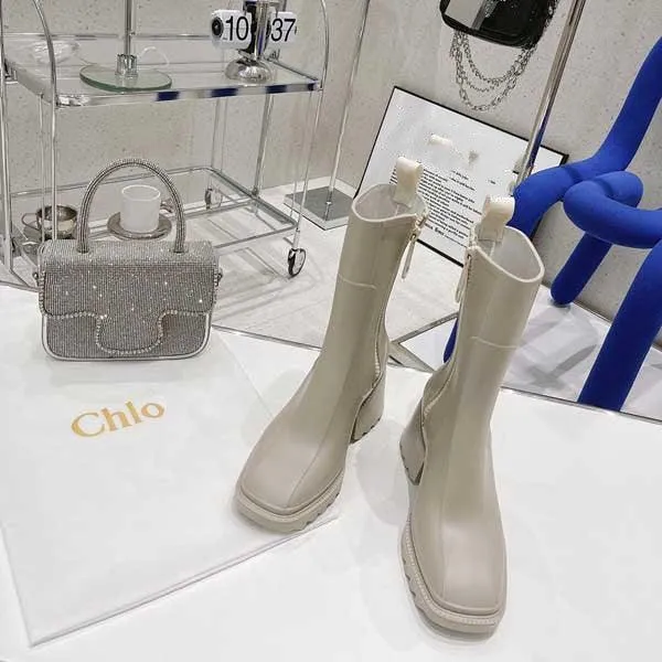 Short Rain Boots With Letters And Non-Slip High Heels