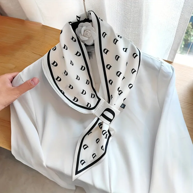 Small Long Strip Silky Scarf - Elegant Chic Design, Stylish Fashion Accessory for Spring and Autumn, Beautiful Polka Dot Pattern, Versatile Neck Scarf for Women