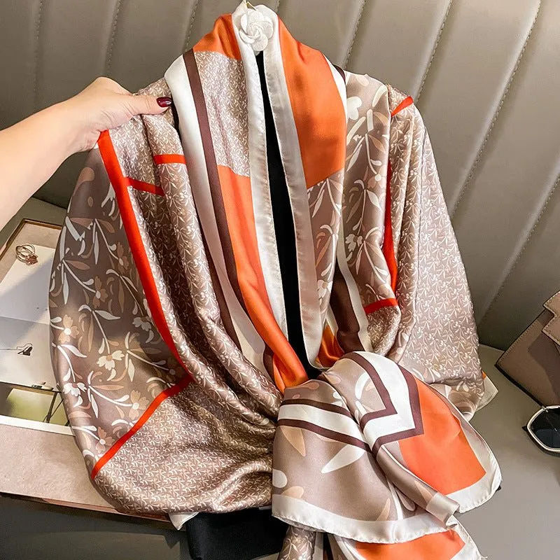 Spring and Summer Friendly Floral Pattern Printed Silk Scarfves