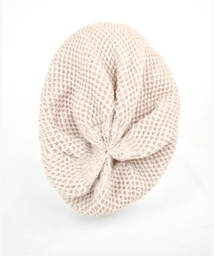 Stylish Beige Waffle Knit Slouch Beanie