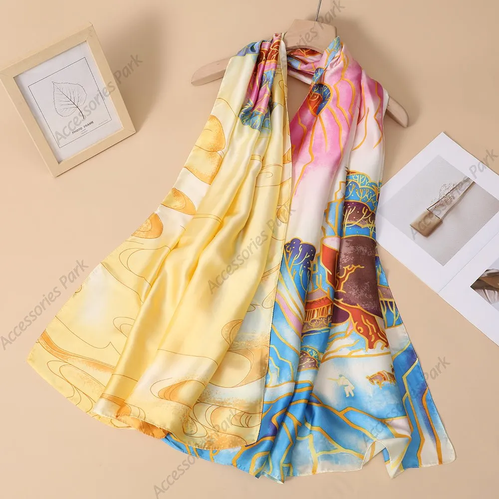Summer Friendly Comfortable Colorful Stylish Satin Silk Scarf