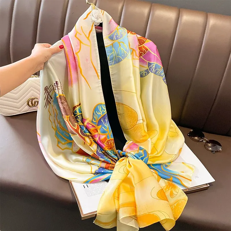 Summer Friendly Comfortable Colorful Stylish Satin Silk Scarf