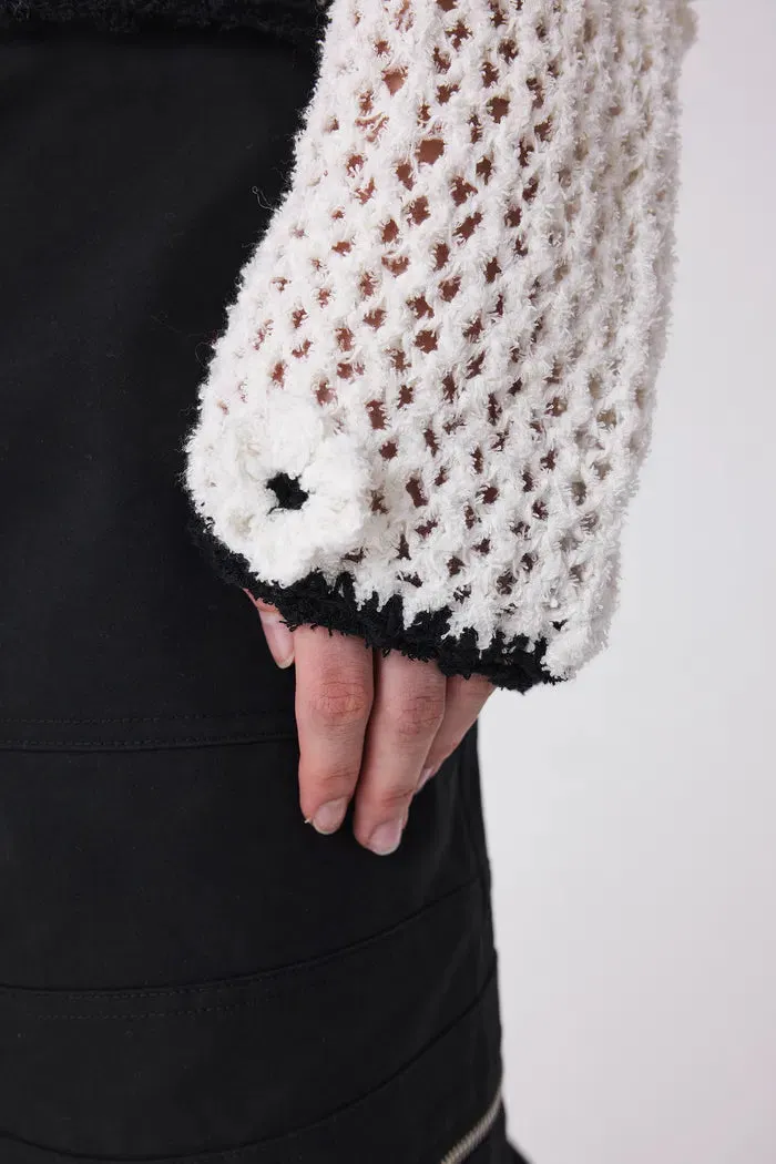 Susanne Crochet Hollow-Out Pullover in Cotton