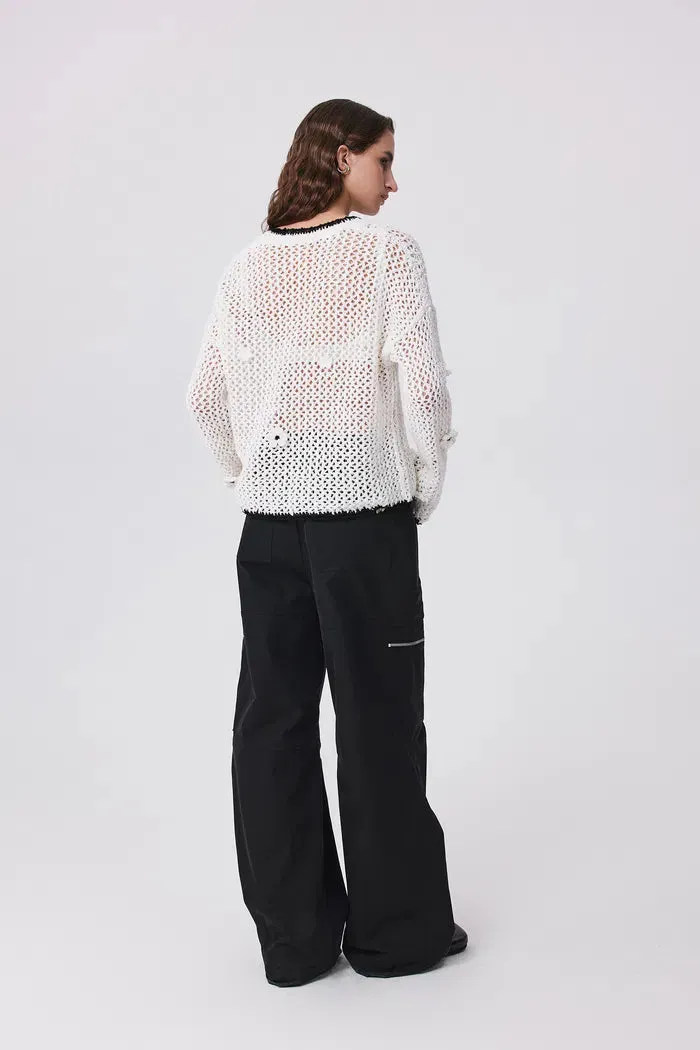 Susanne Crochet Hollow-Out Pullover in Cotton
