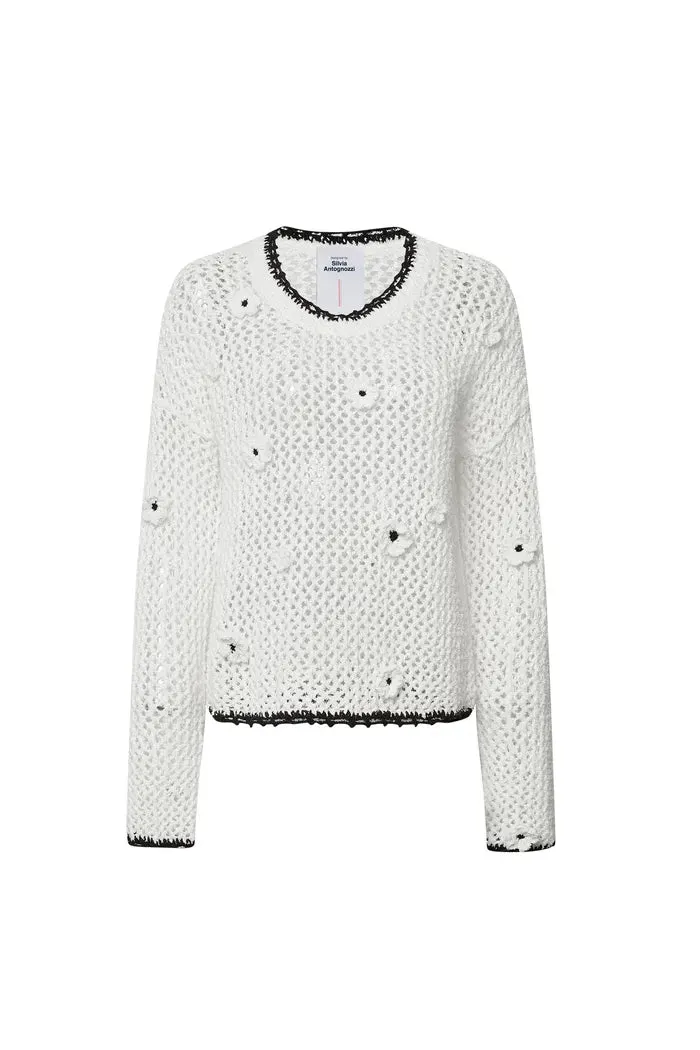 Susanne Crochet Hollow-Out Pullover in Cotton