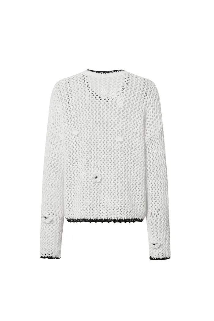 Susanne Crochet Hollow-Out Pullover in Cotton