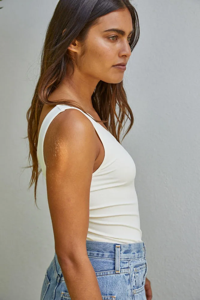 Talk Later Seamless Tank - Cream