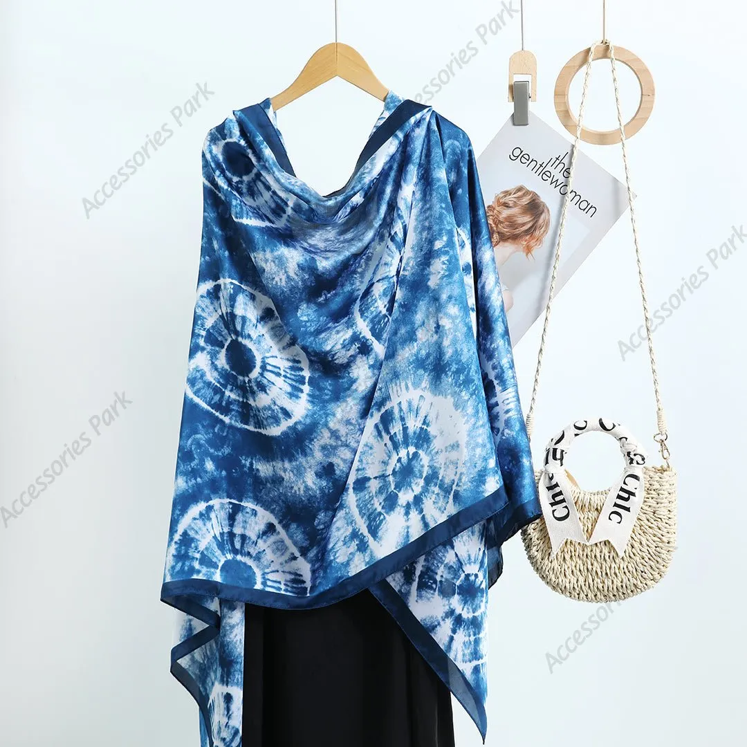 Tie Dye Design Printed Premium Satin Silk Scarf