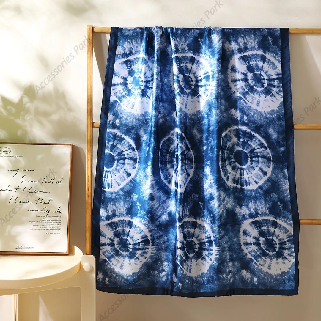 Tie Dye Design Printed Premium Satin Silk Scarf