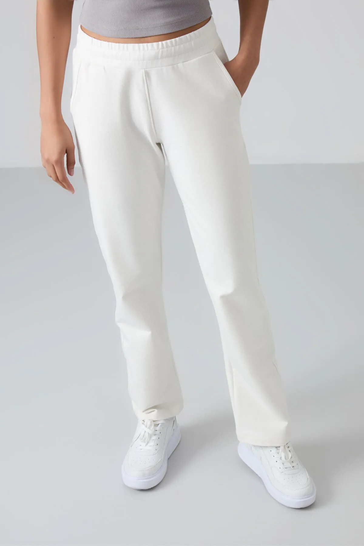 TMY Ecru High Waist Pocketed Comfort Fit Classic Leg Women's Sweatpants - 94584 - Olhão
