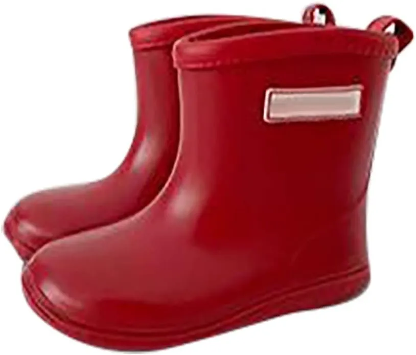 Toddler Rain Boots Baby Short Mud Rubber Boots for Kids Boys Girls Non-Slip Rubber Sole, Cotton Lining,Lightweight