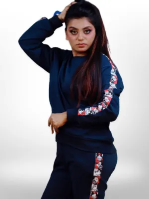 TOP WOMEN'S  COMFORTABLE CASUL SWEATER TRACKSUITE LADIES SWEATSHIRTS NAVY