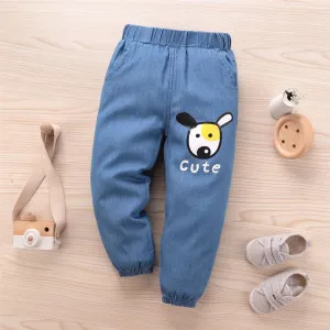 Unisex Cartoon Cute Elastic Waist Jeans Trendy Kids Clothes Wholesale