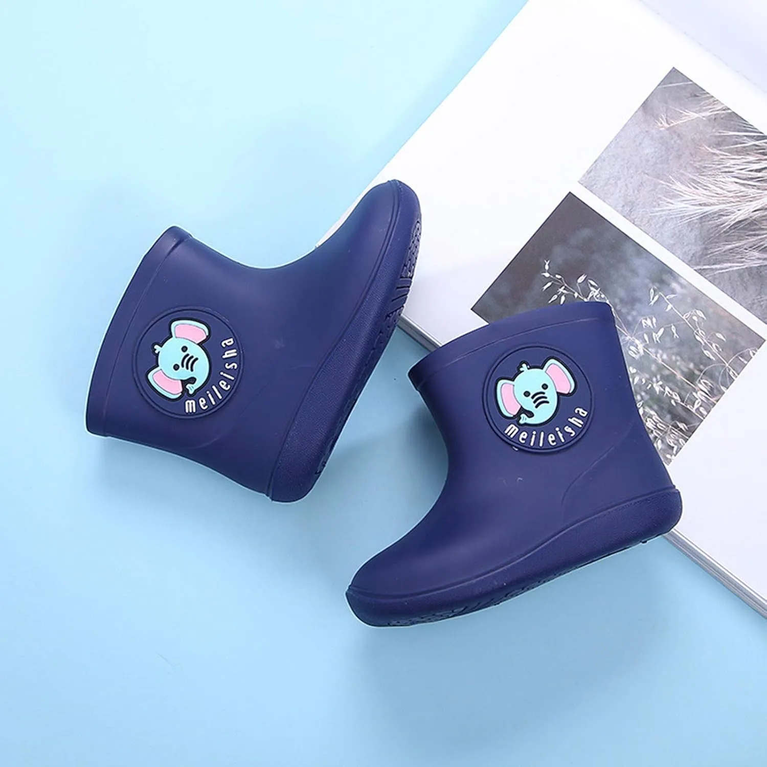 Unisex Child Classic Rain Boots Baby Rain Boots Infant Cartoon Boys Girls Rubber Waterproof Rain Shoes 1-6 Years Old