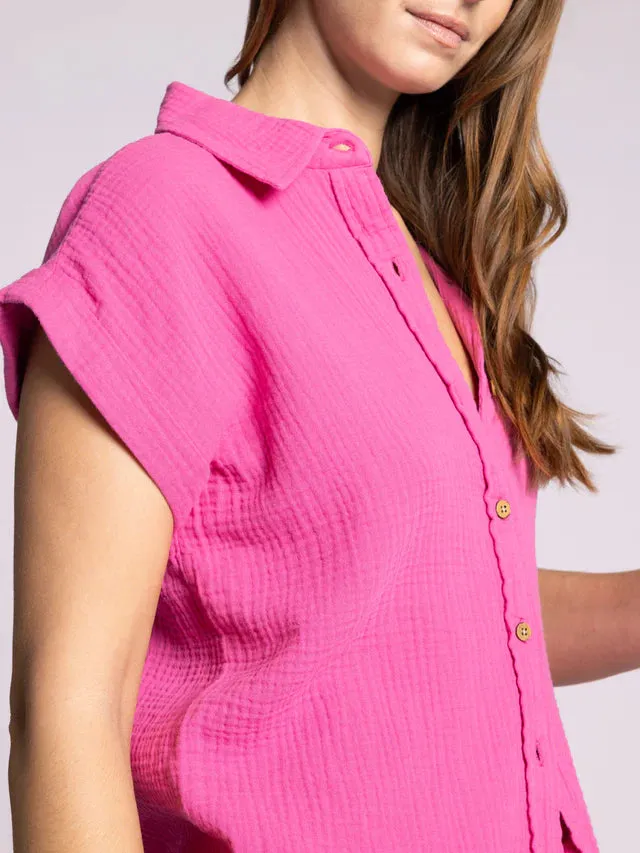 Verna Button Down Shirt - Fuschia