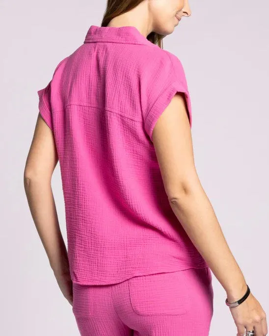 Verna Button Down Shirt - Fuschia