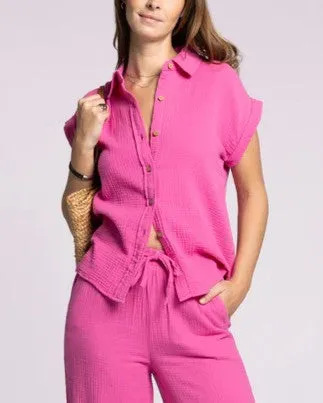Verna Button Down Shirt - Fuschia