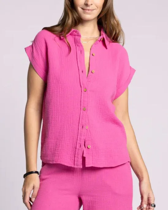 Verna Button Down Shirt - Fuschia