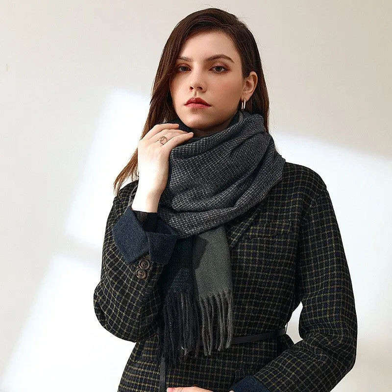 Warm Imitated Cashmere Tassled Shawl Scarf