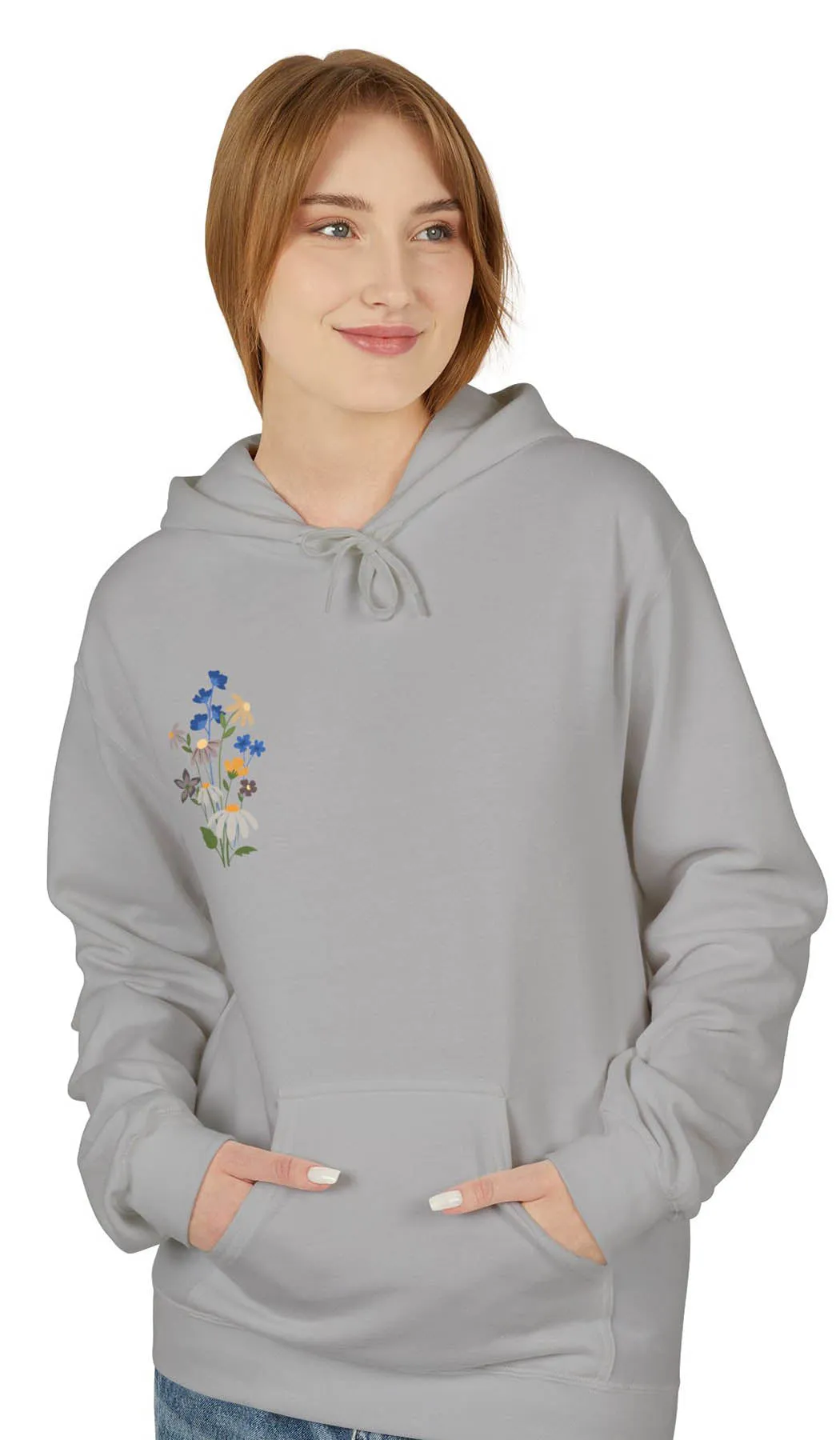 Wild Blooms Cotton Rich Fleece Hoodie with Arabic Calligraphy - Sabr