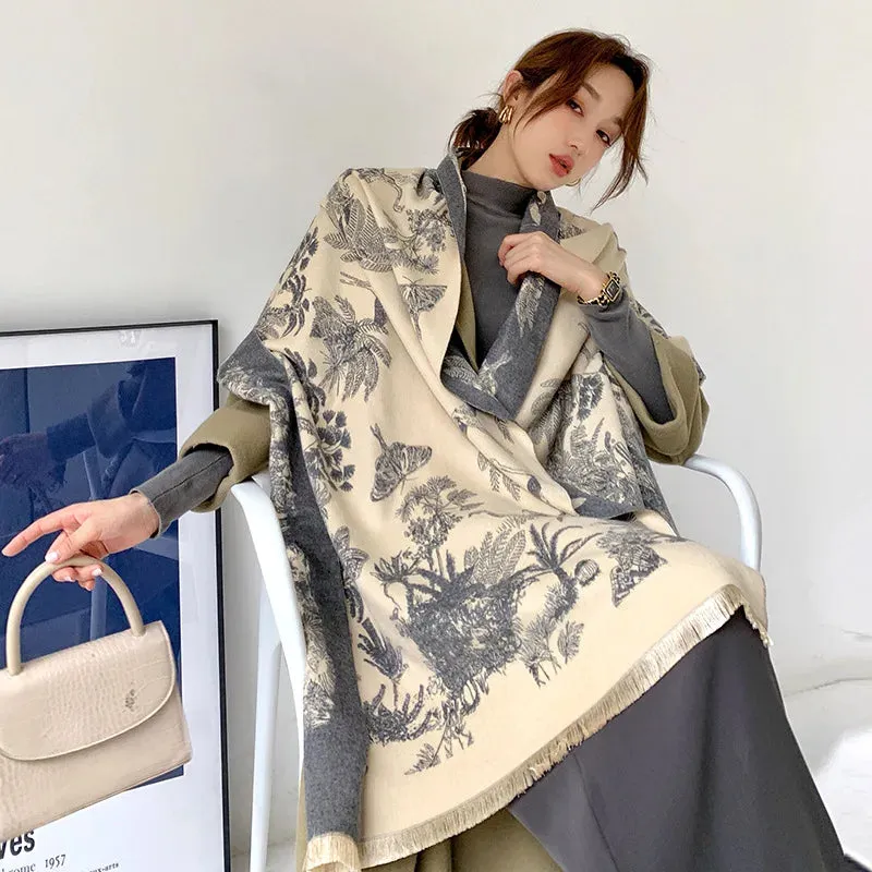Winter Warm Women Scarf Luxury Double Sided Imitation Cashmere Shawl Wraps Bufanda Female Pashmina Blanket Travel Poncho Stoles
