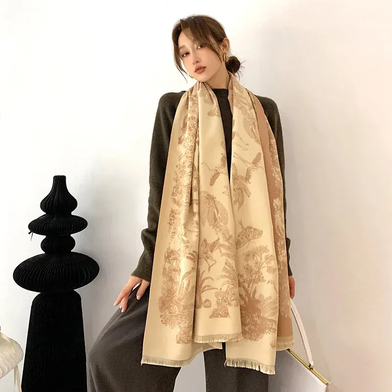 Winter Warm Women Scarf Luxury Double Sided Imitation Cashmere Shawl Wraps Bufanda Female Pashmina Blanket Travel Poncho Stoles