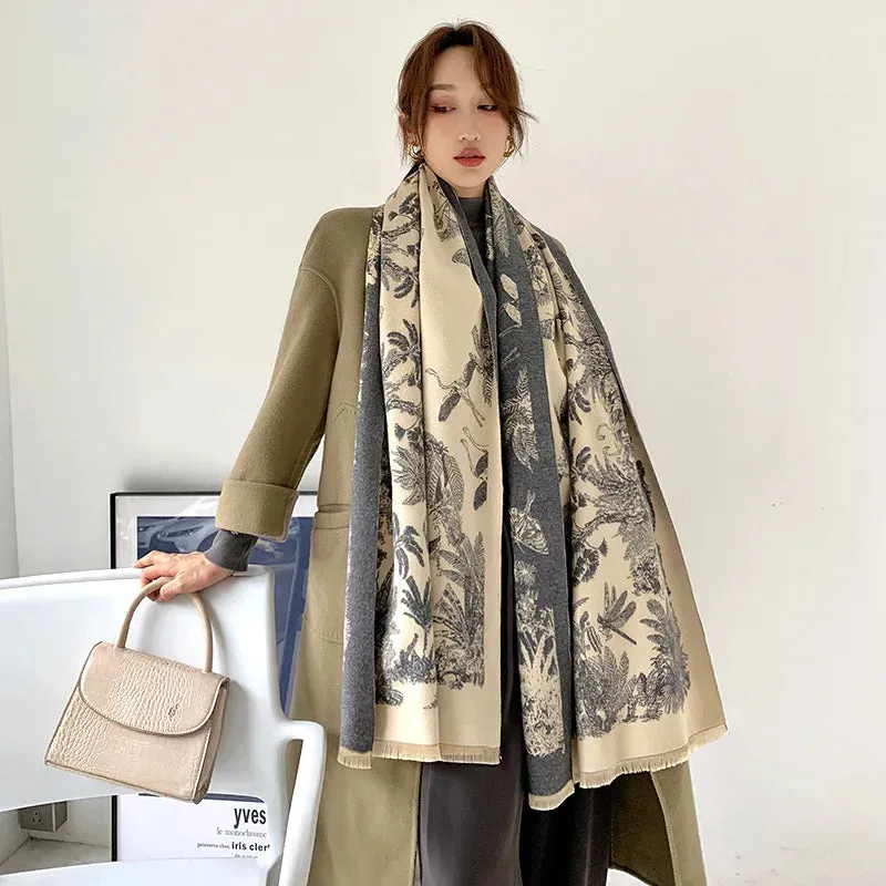 Winter Warm Women Scarf Luxury Double Sided Imitation Cashmere Shawl Wraps Bufanda Female Pashmina Blanket Travel Poncho Stoles