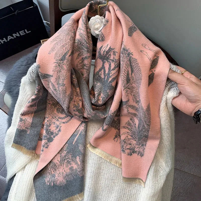 Winter Warm Women Scarf Luxury Double Sided Imitation Cashmere Shawl Wraps Bufanda Female Pashmina Blanket Travel Poncho Stoles